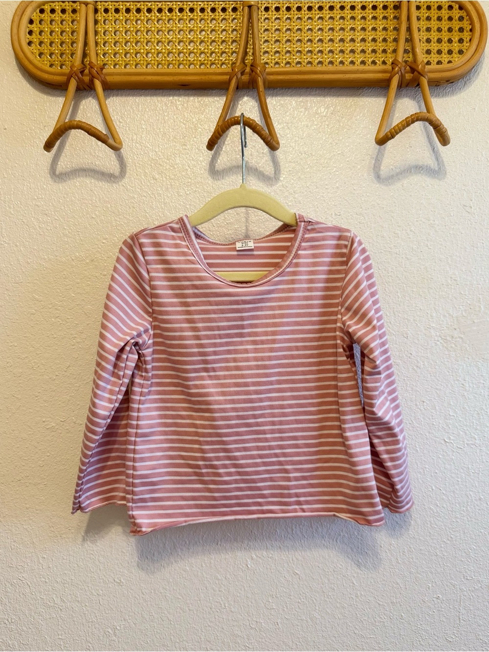 SHEIN Pink & White Striped Long-Sleeve Tee